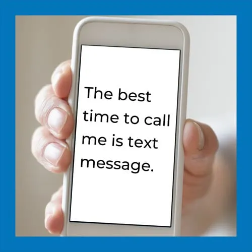 the best time to call me is text message displayed on iphone screen